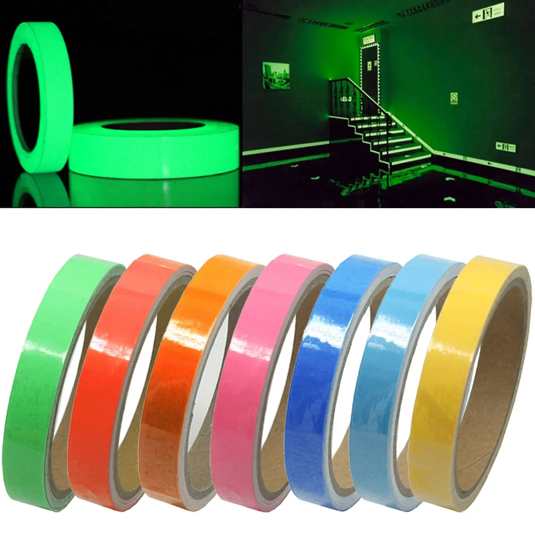 Цветная светящаяся лента самоклеящаяся наклейка съемная флуоресцентная в
