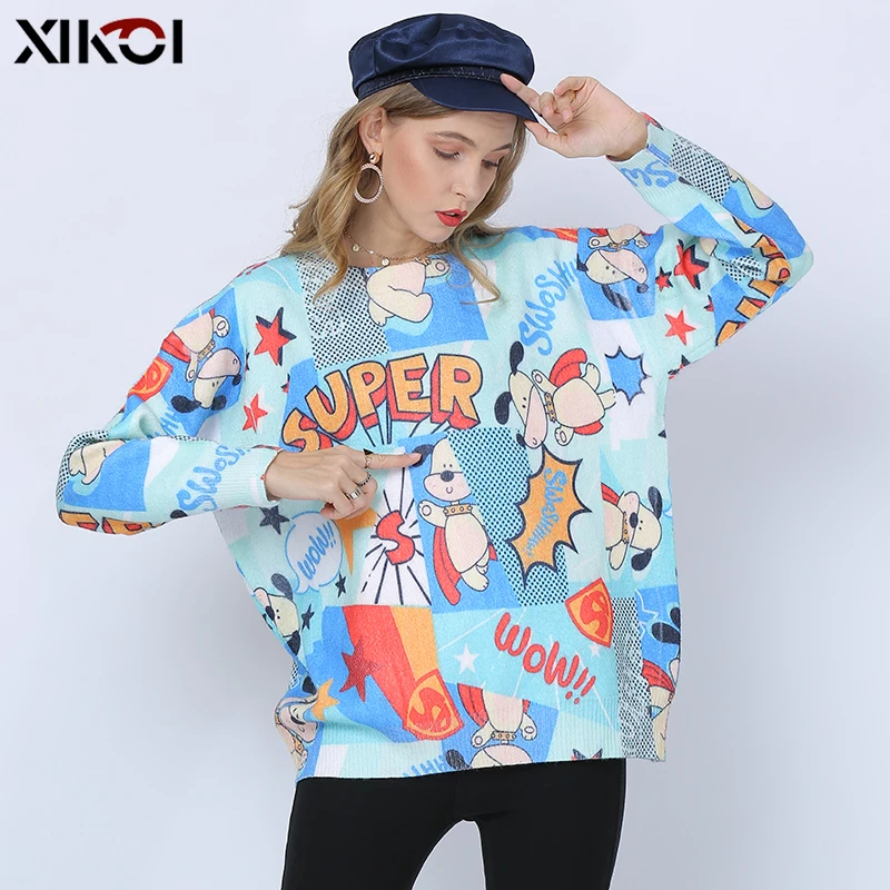 Свитера XIKOI с принтом супер щенков женские зимние модные пуловеры вязаный