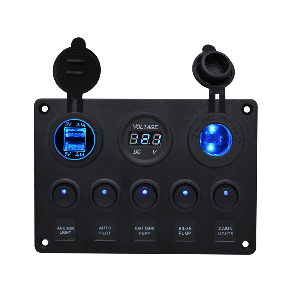 12 В розетка питания 5 банд ВКЛ ВЫКЛ переключатель панель прикуривателя зарядное