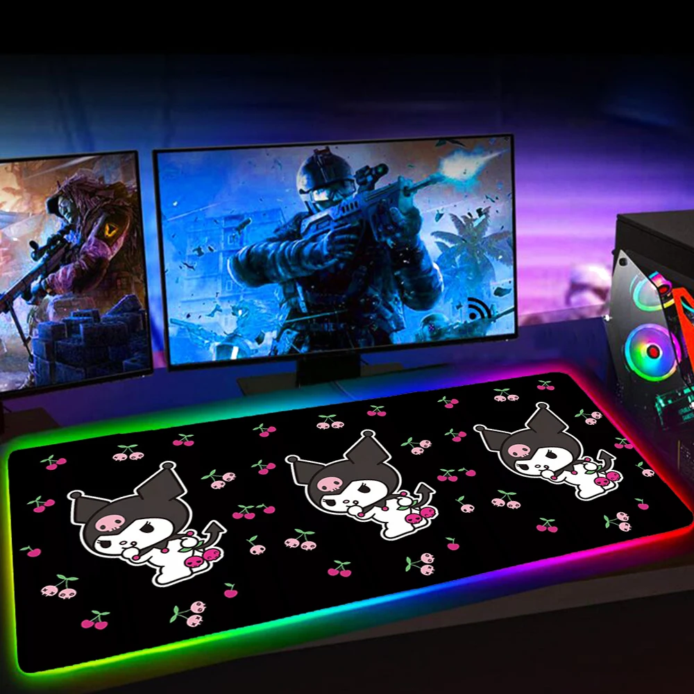 rgb cartoon mouse pad laptop gaming accessiores mousepad tapis de souris kuromies mause pad rubber no slip with backlit mausepad free global shipping