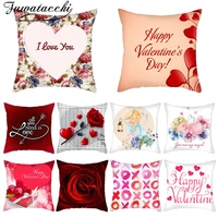 fuwatacchi i love you words pillow cases red flower heart cushion cover new printed throw pillow covers for home sofa decoration
