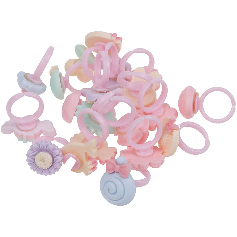 

20pcs Diy Craft Toys Love Kids Cute Sweet Rings Design Flower Animal Fashion Accessories 20Pcs Rings+1Pc box