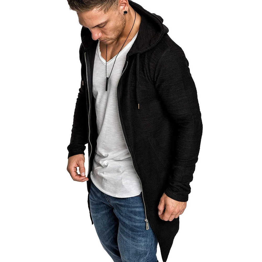 

Men's Jacket Coat Outwear Coat Jacket Windbreaker Men Zippered Slim-Fit Hooded Pocket Mid-Length Outwear Coat JacketCardigan