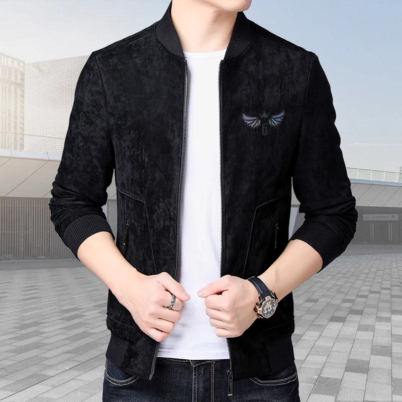 Куртка Moto Jacket Motorcycle для мужчин в стиле кэжуал, мотоциклетная, мужская мода, черная кожа с текстурой, длинный рукав, модель LXW19010.