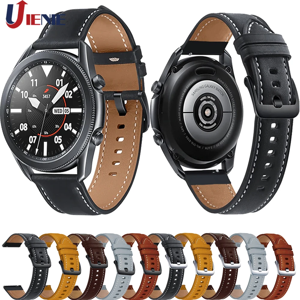 Ремешок кожаный для Samsung Galaxy Watch 3 45 мм/Gear S3/ 46 мм спортивный браслет наручных часов