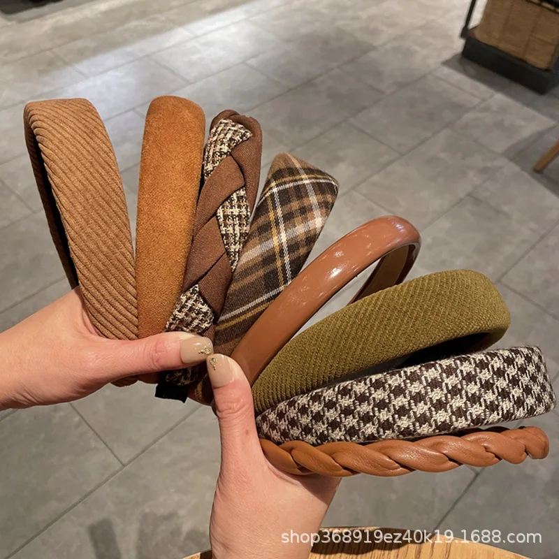 Кофейный цвет повязка для волос Женский Высокий череп топ Sen женская элегантная