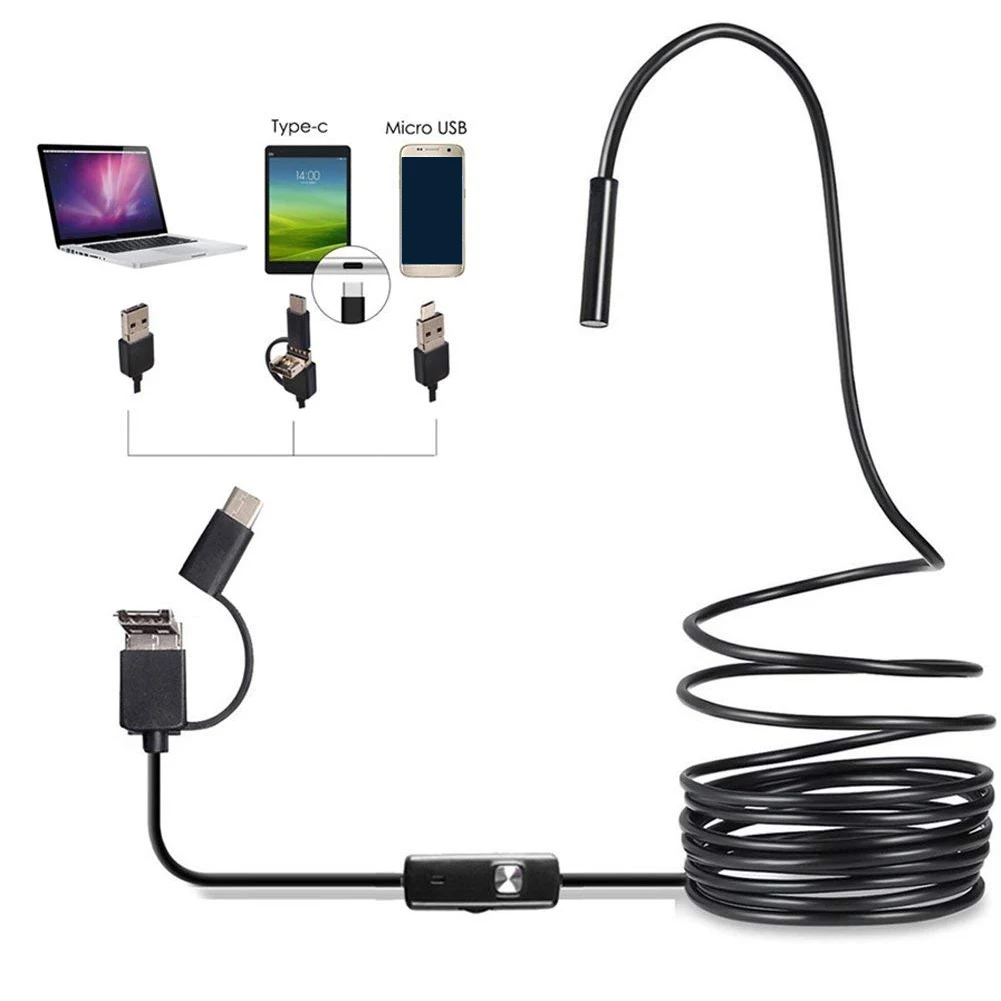 3 в 1 USB эндоскоп Тип C телефон ПК бороскоп Регулируемый HD Многофункциональный