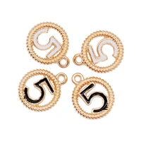 20pcslot new arrival round shape number 5 enamel charms alloy metal jewelry making supplies charms 1619mm