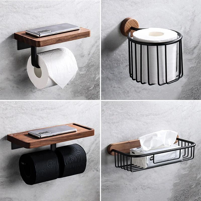 

Toilets Paper Shelf For Wall Tray Holder Roll Paper Rack Toilet Bathroom Storage Accessories Wooden Home The Organizer Mounted