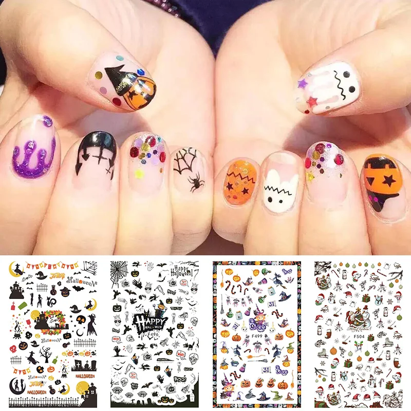 1 шт. наклейки для ногтей переводные на ногти Рождество и Хэллоуин смешанные