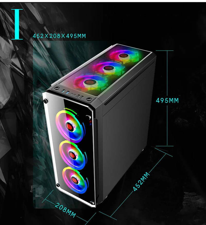 452*208*495 мм E-ATX diy игровой компьютер PC чехол боковая прозрачная стеклянная панель водяное охлаждение настольный корпус основной рамы