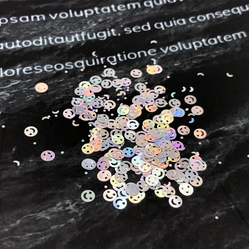 

10g/Lot 5mm Smiling Face Ultrathin PET Paillettes Laser Sequins DIY 3D Nails Art Manicure Weddding Craft Lentejuelas Accessories