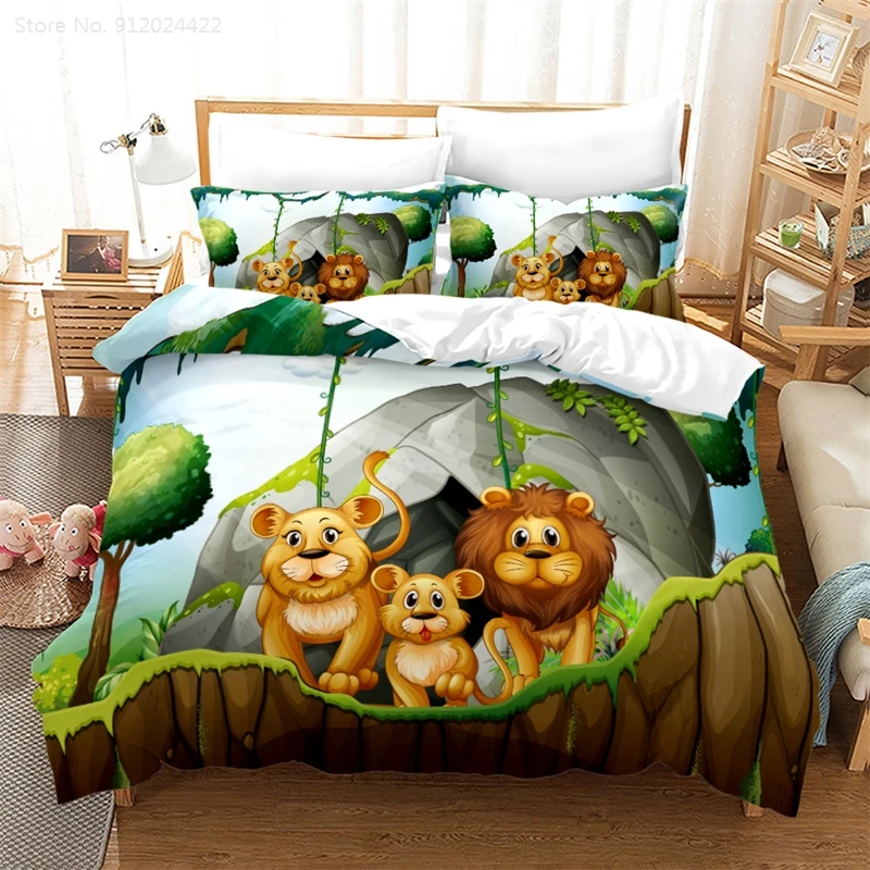 Simba The Lion King Bedding Set Queen Size Disney 3d Pillowcase Quilt Cover Mufasa Duvet 200x200 Bed Linen For Home Family | Дом и сад