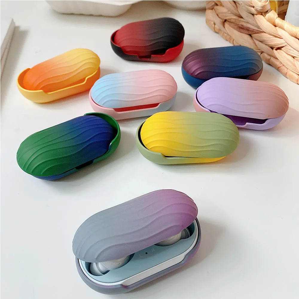 

Curve Pattern Gradient Color Earphone Case For Buds Buds+ Plus Hard PC Wireless Bluetooth Headset Protector Cover