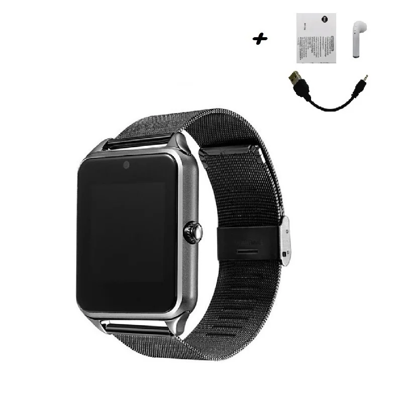Black with BT Лидер продаж Bluetooth Смарт часы Z60 для мужчин и женщин Bluetooth 2G Smartwatch Поддержка наручные часы с SIM для IOS Android 16 ГБ TF Bluetooth - Цвет: Black with BT