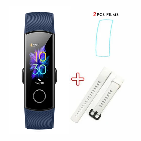 add white strap film Смарт-браслет huawei Honor Band 5 с кислородом в крови Amoled и сенсорным экраном - Цвет: add white strap film