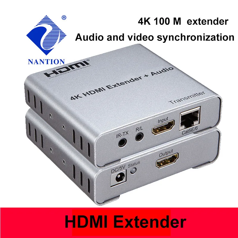 4K Hdmi-совместимый удлинитель 100 м R/L аудио выход Цифровой сигнал ИК управление от Cat