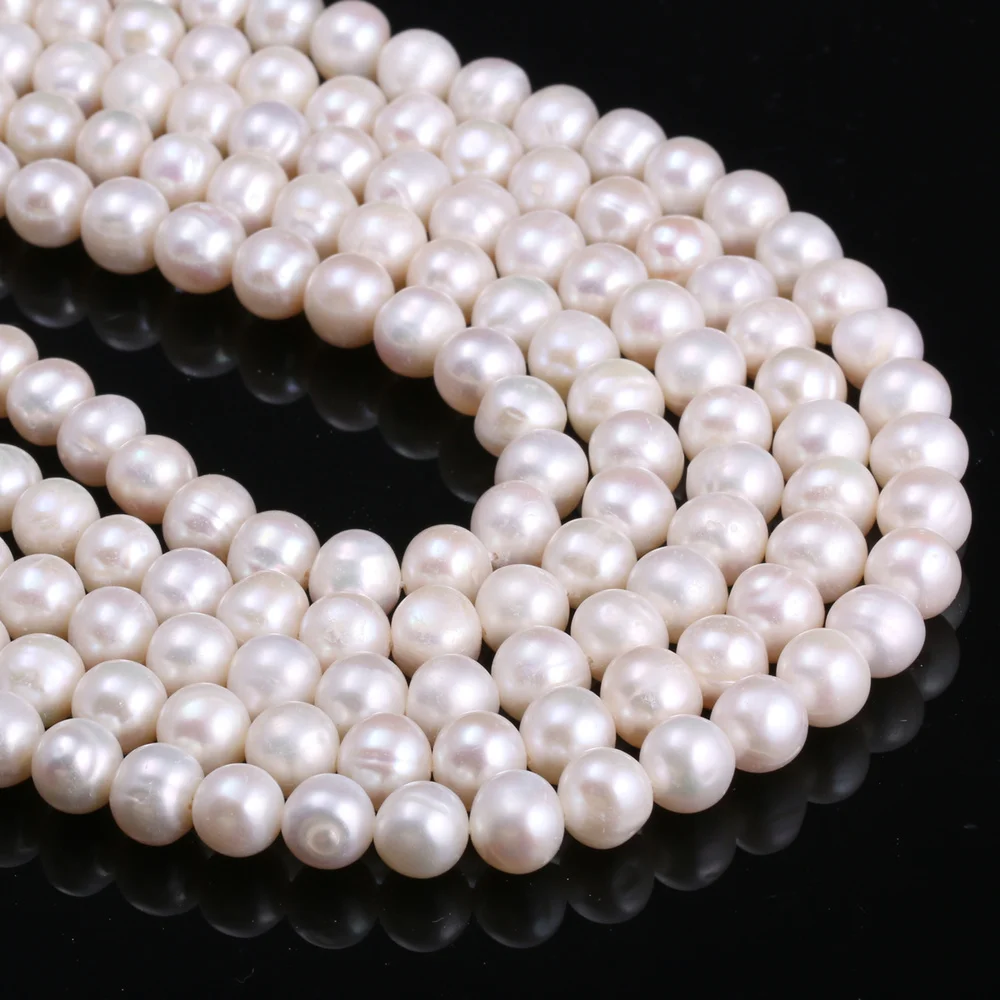 8-9mm-3-white Высококачественные бусины из натурального пресноводного культивированного жемчуга, круглые бусины для изготовления ювелирных изделий, ожерелье 13 дюймов, Размер 2,5-3 мм - Цвет: 8-9mm-3-white