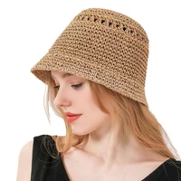 maxsiti u summer breathable hat hand crocheted straw bucket hat women fashion wide leisure fisherman basin cap simple straw hats