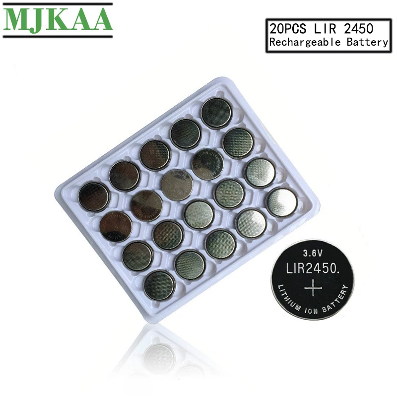 MJKAA LIR2450 аккумуляторные батарейки для зарядки 1000 раз литиевые монеты батарея