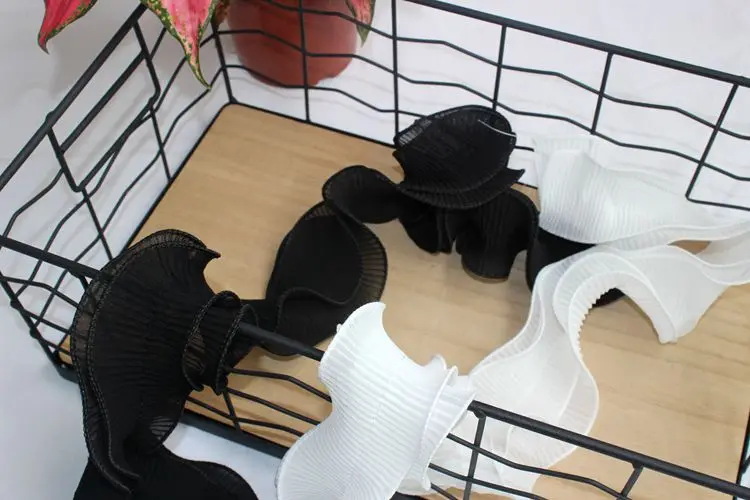 Двухслойная шифоновая плиссированная кружевная тесьма 4 метра ширина 7 см сумка