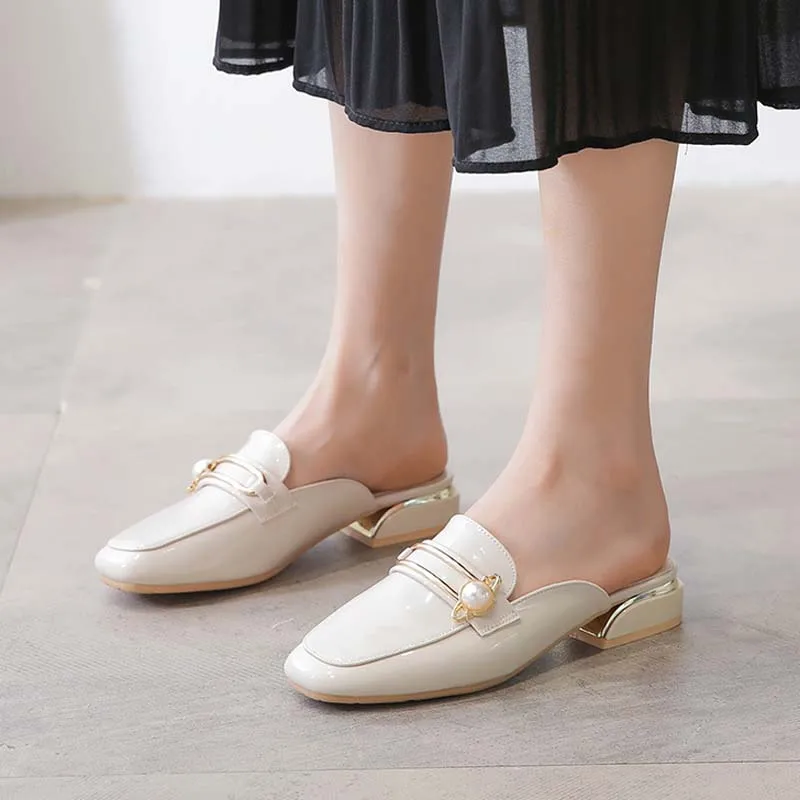 

Мюли женские с металлическим украшением, тапки на толстой подошве, без застежки, Повседневные тапочки, сланцы, 2021