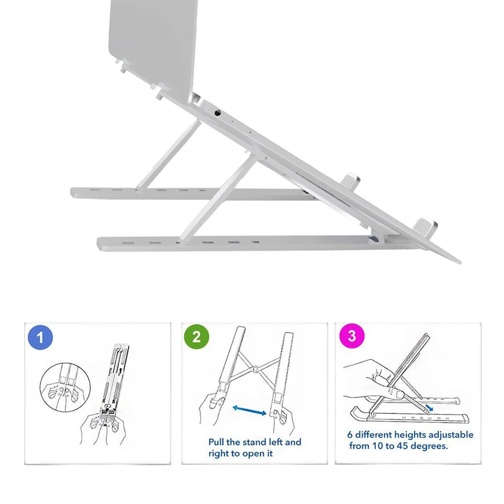 Алюминиевый Сплав регулируемая подставка для ноутбука Складная портативная MacBook