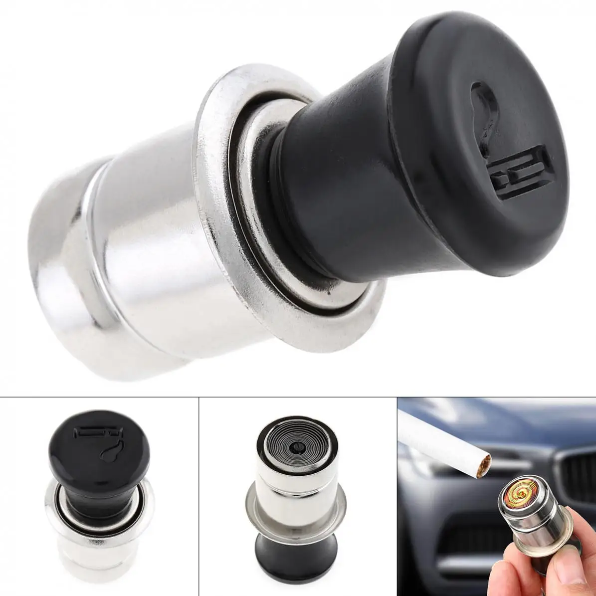 

Black 12V Auto Cigarette Lighter Auto Car Power Plug Socket Output 20mm Auto Cigarette Lighter Interior Part Ignition for Car