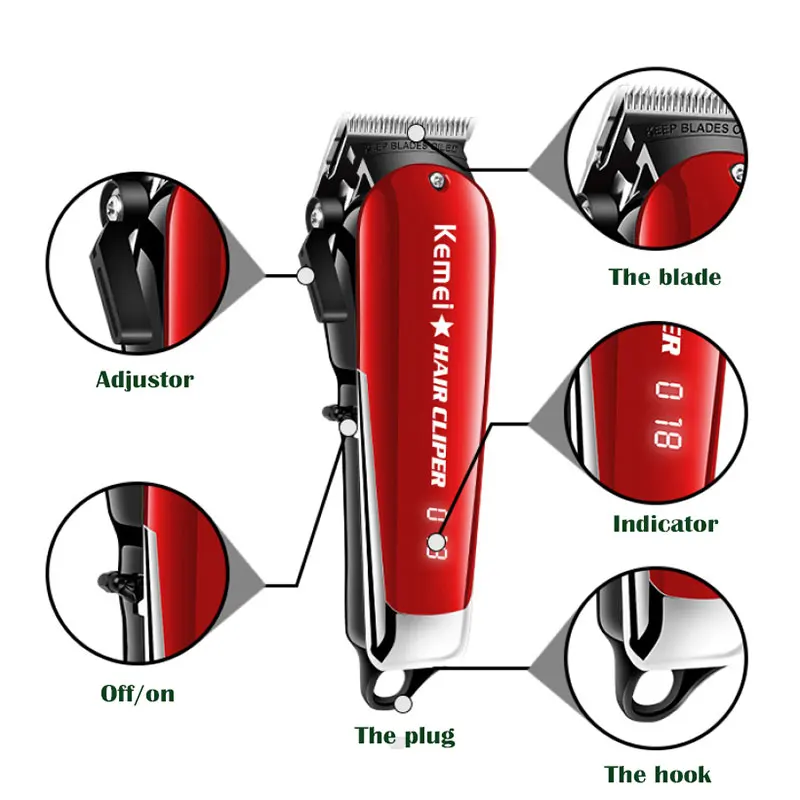 Kemei профессиональный триммер для волос беспроводной резак Парикмахерская