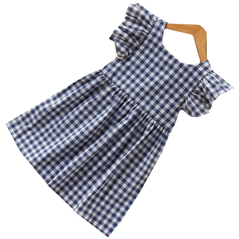 Летнее платье для маленьких девочек эксклюзивная детская одежда клетчатое с