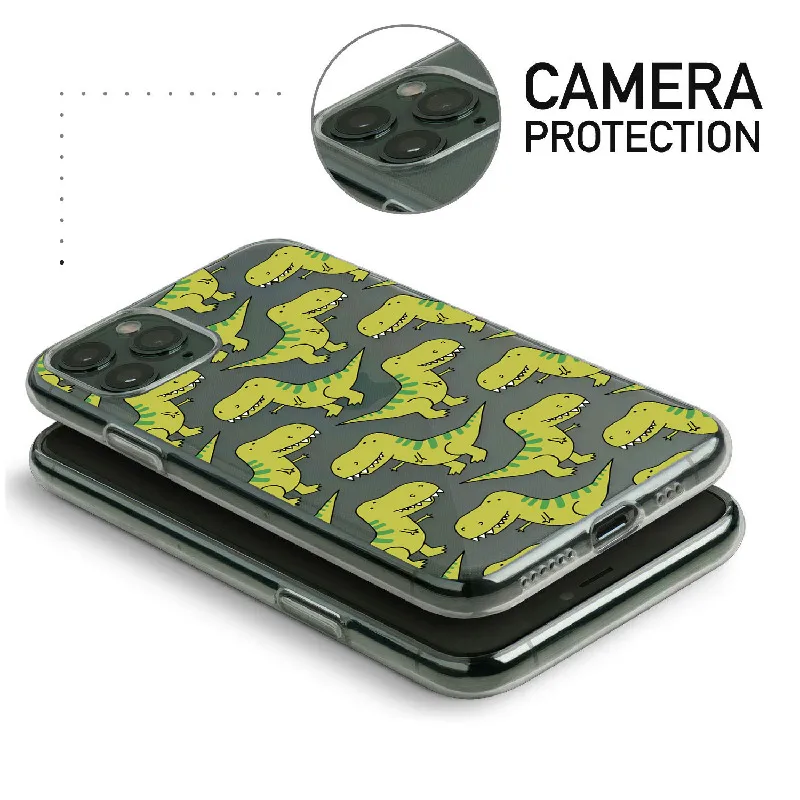 

Cute Dinosaur Transparent Soft TPU Phone Case For iPhone 12 X XS 11 Pro max fundas for Apple phone 7 8 6 6s Plus XR cover