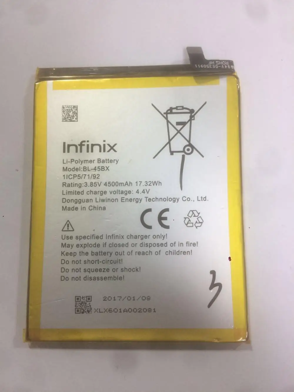 

3.8V 4500 MAh Replacement Battery For Infinix Note 3 X601 Note3 BL-45BX Cell Phone Batteries