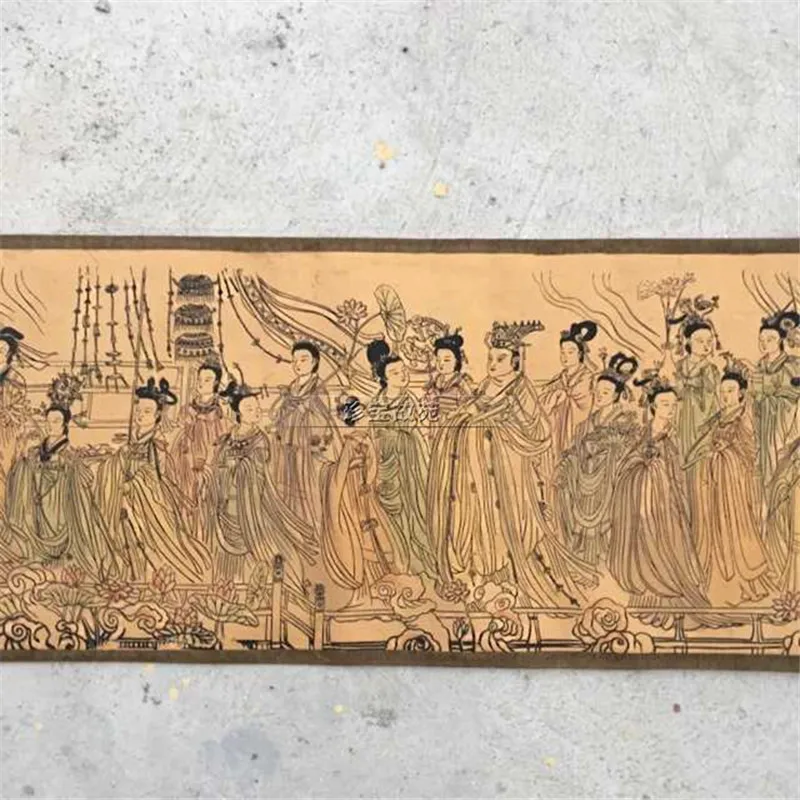 Древний длинный свиток китайская живопись фигурка украшение для гостиной чтобы