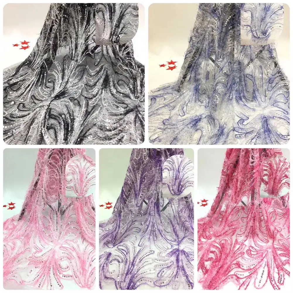 Новая высококачественная африканская кружевная ткань 2019 года "Лиловая" французская 3D вышитая нигерийская ткань для свадьбы DYS235 на.