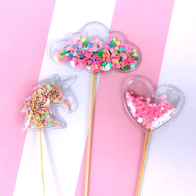 Прозрачный блестящий торт Единорог Топпер на день рождения прекрасный флаг