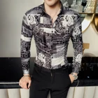 Мужская рубашка с цветочным принтом, Повседневная вечерняя рубашка в британском стиле под смокинг с длинным рукавом, одежда для ночного клуба, осень 2019