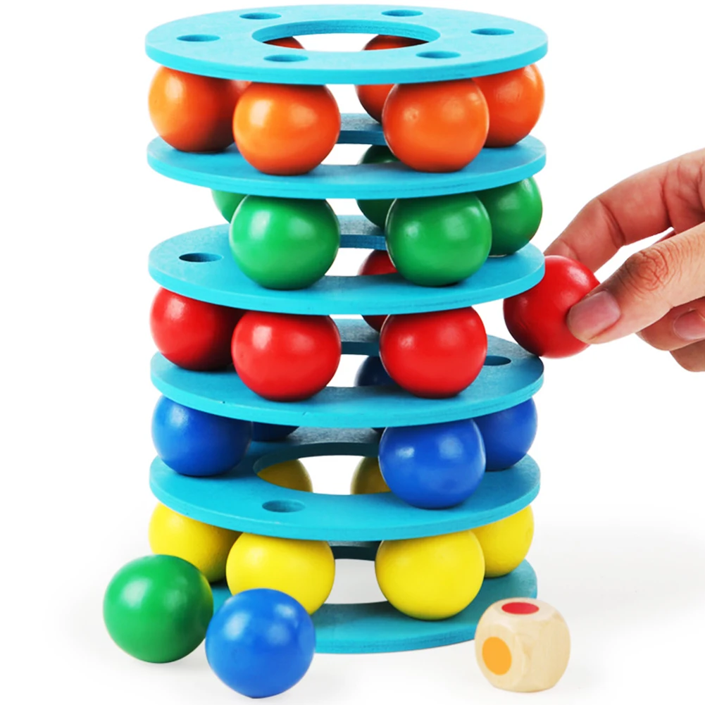 

Stacking High Tower Game Kids Ages 3 Year Old Up Ball Stacking Montessori Toy Educational Balance Build Block