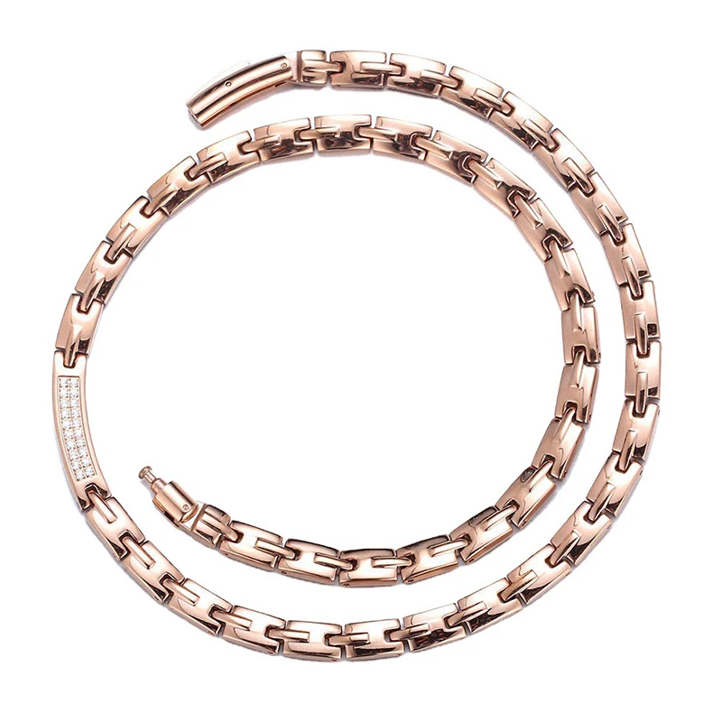 

Fashion luxury gold color stainless steel men women couple necklace 210325-36