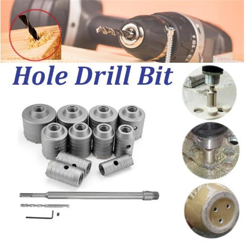 

30-80mm Wall Hole Drill Bit Electric Hammer Percussion Drill Air Conditioner Punching Concrete Water Pipe Dry Punching Kit