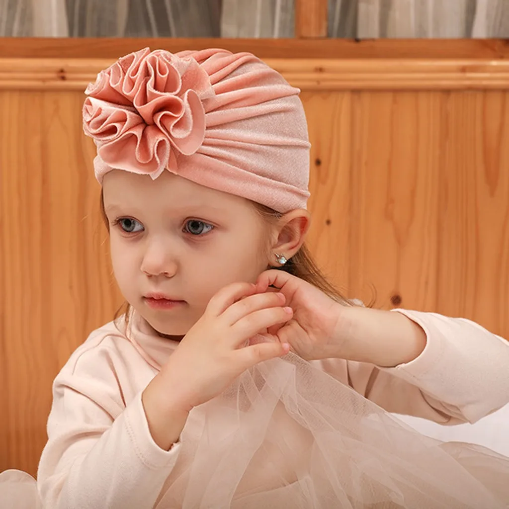 Милая Детская однотонная шляпа с цветком/(круглым узлом) модная бархатная шапка