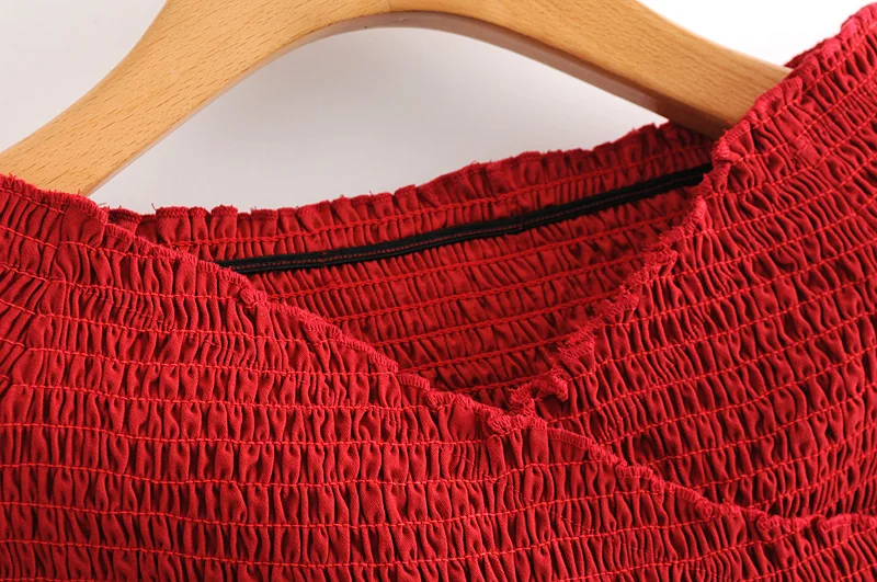 Новая модная женская Красная Эластичная блузка с открытыми плечами рубашки