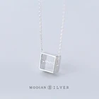 Цепочка Modian для женщин и девушек, изящное ожерелье с квадратным стереоскопическим дизайном из настоящего серебра 925 пробы