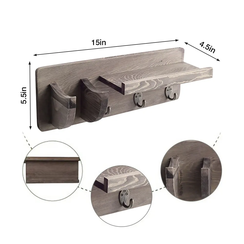 

Wooden Guitar Holder Multifunctional Wall Mounted Guitar Hanger Bracket Space Saving Hanging Rack With Pick Holder/3 Hook