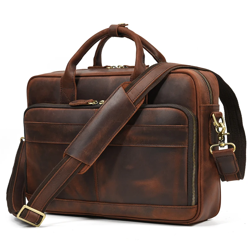 MAHEU Business Leather Briefcase Of Men Male Real Cowskin Latop Computer Bag Men's Working Tote Handbags Vintage Fashion Design