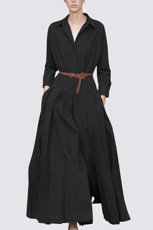

Super long shirt skirt women long black big swing skirt fashion trend waist to ankle dress plus size clothing for women