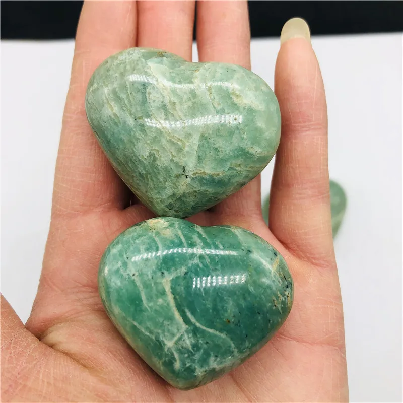 

Natural Beautiful Amazonite Quartz Crystal Heart Polished Stone Healing Natural Stones and Minerals