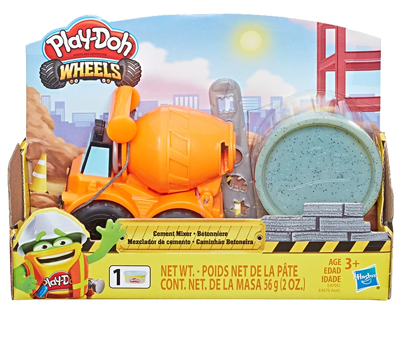 Hasbro Play-Doh колеса мини цементный грузовик игрушечный бульдозер с 1 Баллончиком нетоксичного Play-Doh цементного цветного здания 'соединение