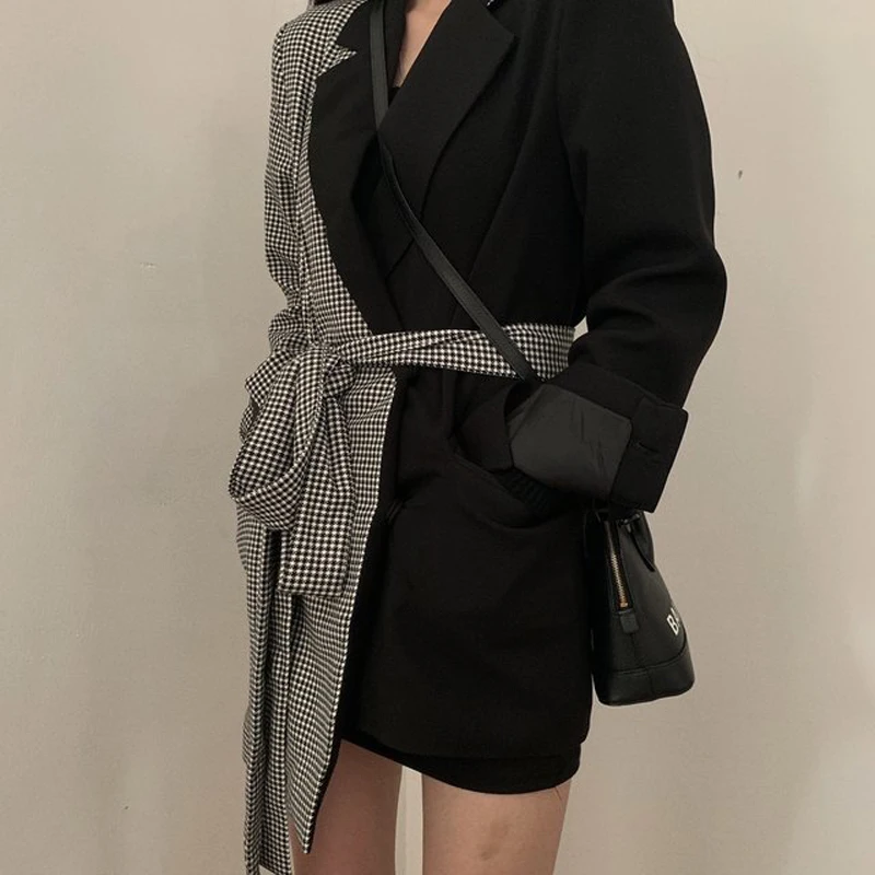 Mozuleva модный несимметричный Женский блейзер офисный женский пиджак с поясом