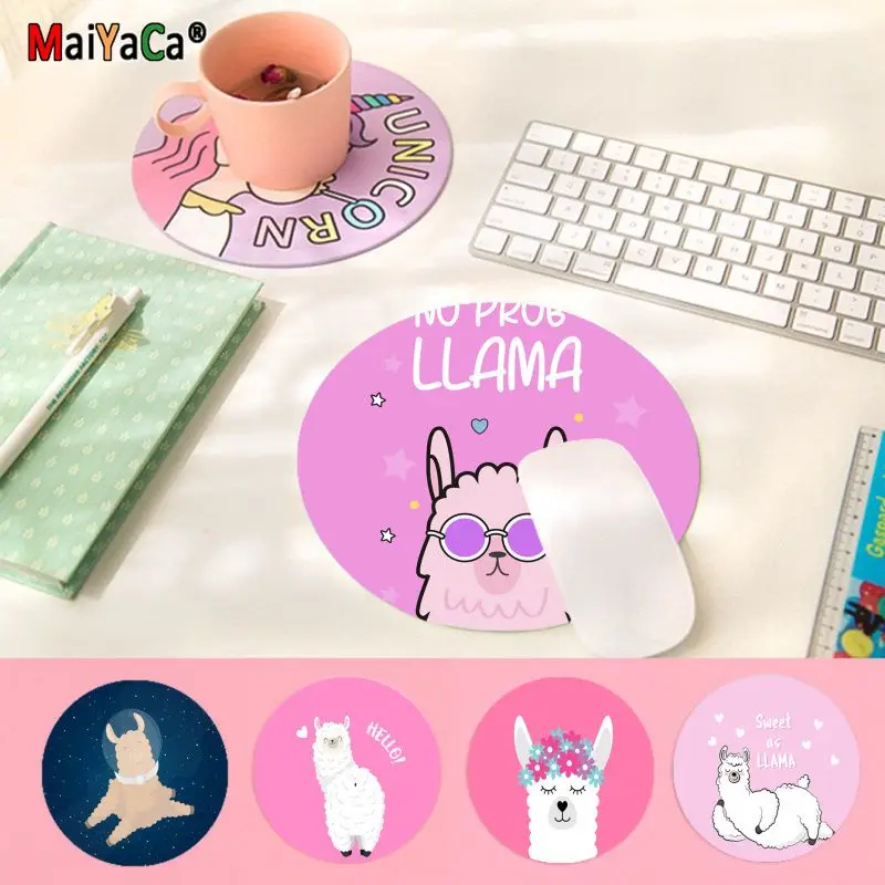 

Maiyaca New Arrivals Lama Llama Alpacas Silicone round mouse Pad to Mouse Game Anti-Slip Laptop PC Mice Pad Mat gaming Mousepad