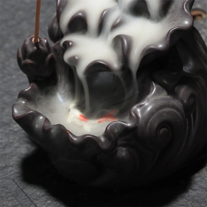 Керамическая горелка для благовоний в виде горного лотоса с обратным потоком